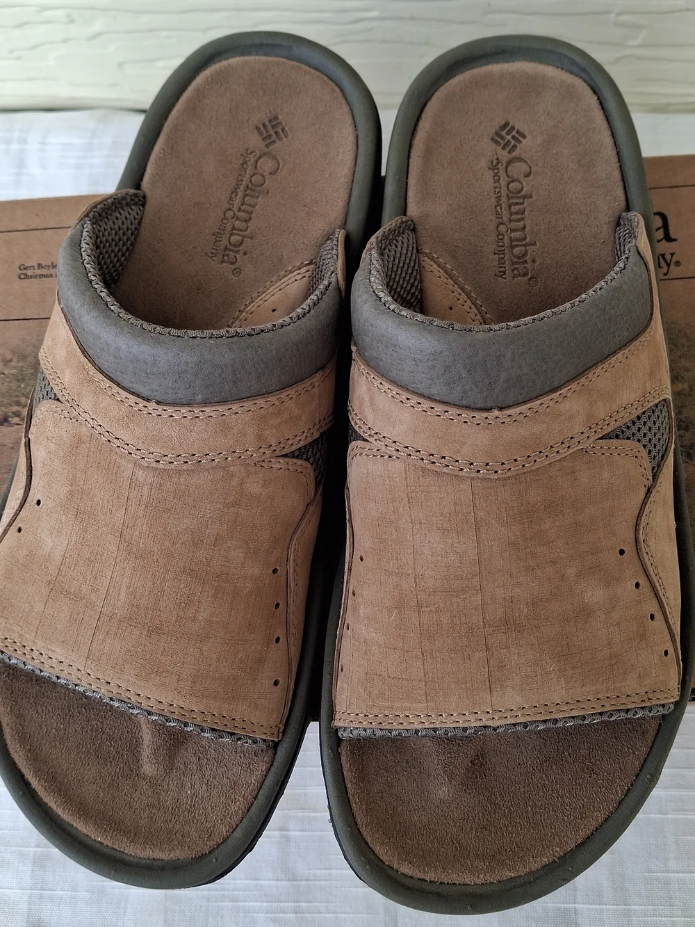 NIB Columbia Men's Brown Tan Suede Slide Sandals Size 10